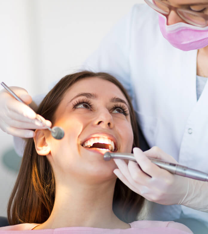 woman undergoing dental exam